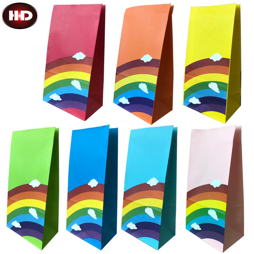 In stock: Kraft Rainbow Paper Bags, 50-pack, 13x8x24 cm Purple Cloud Rainbow