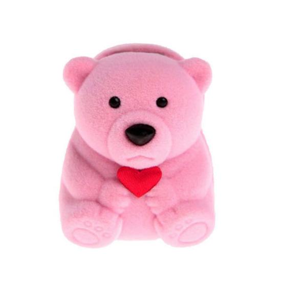 Kreativer Beflockungsbär Liebesherzform Schmuckaufbewahrung Ringbox Geschenkhalter