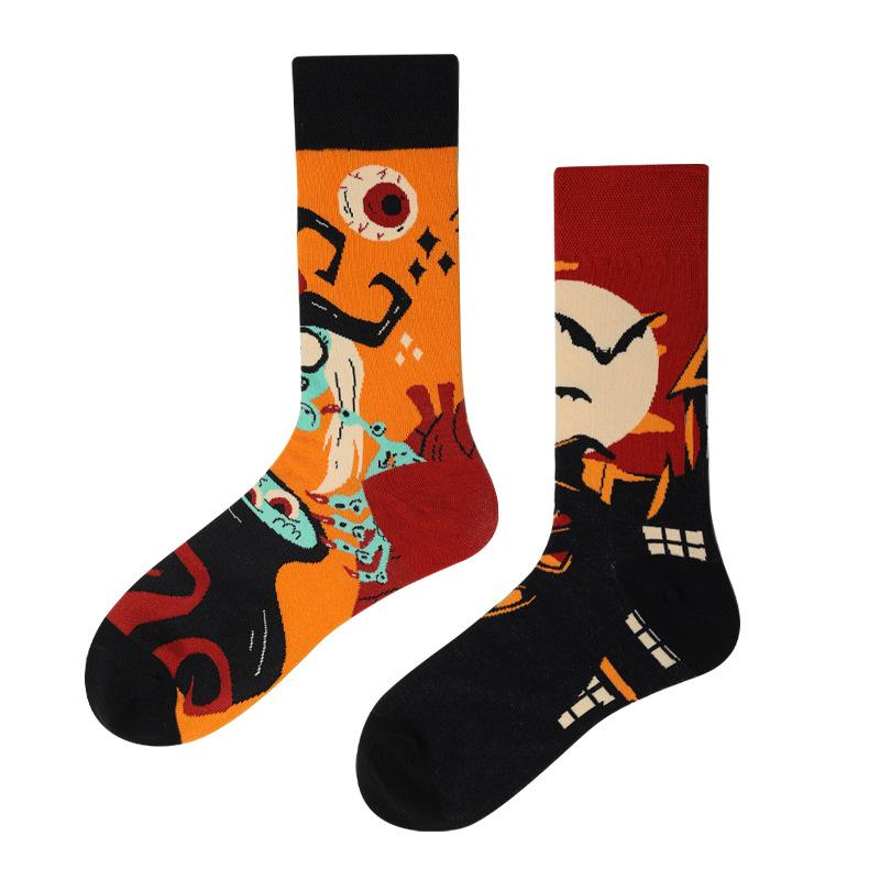 Original Design AB Mandarin Duck Asymmetric Socks Ins Street Cartoon Creative Animal and Plant Fruit Fashion Sports Cotton Socks