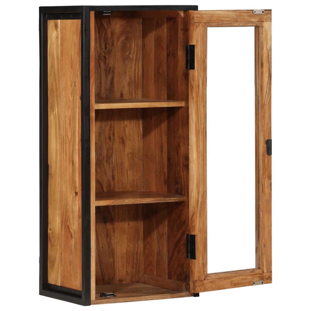 Bathroom Wall Cabinet 40 X 30 X 90 Cm Solid Acacia Wood and Iron