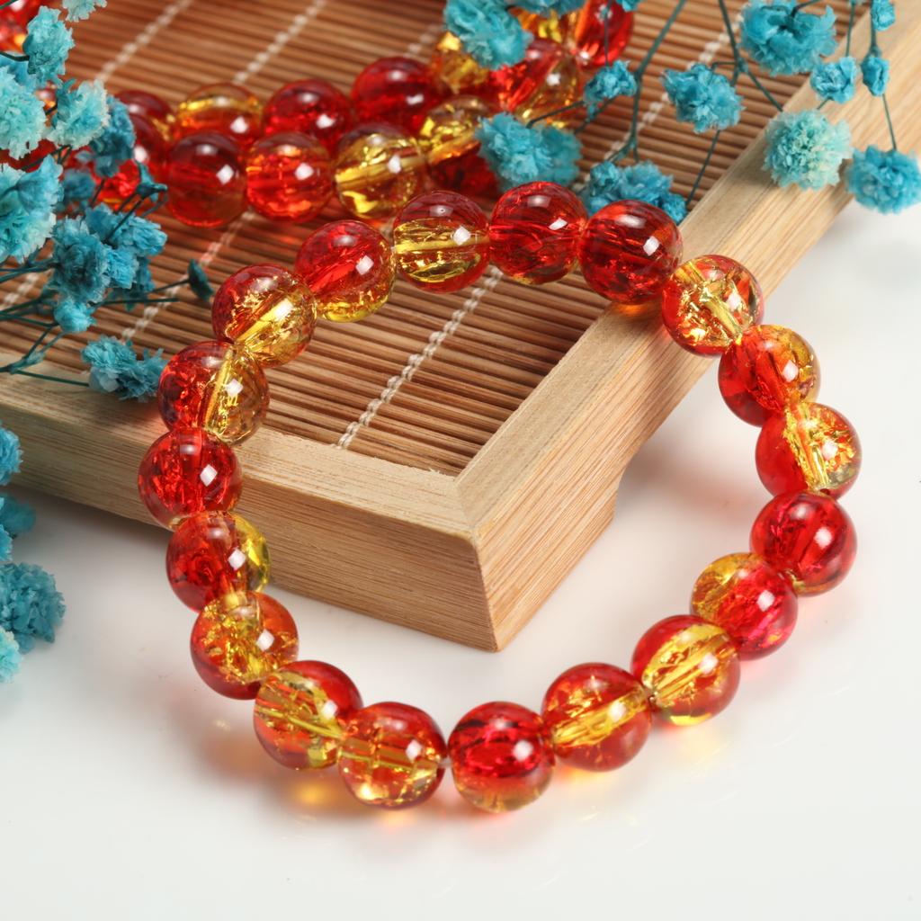 10mm Cracked Flower Glass Beaded Bracelets, Multi-Color Y2K Sweet Cool Style Bracelets for Women Fashion Jewelry Accessories