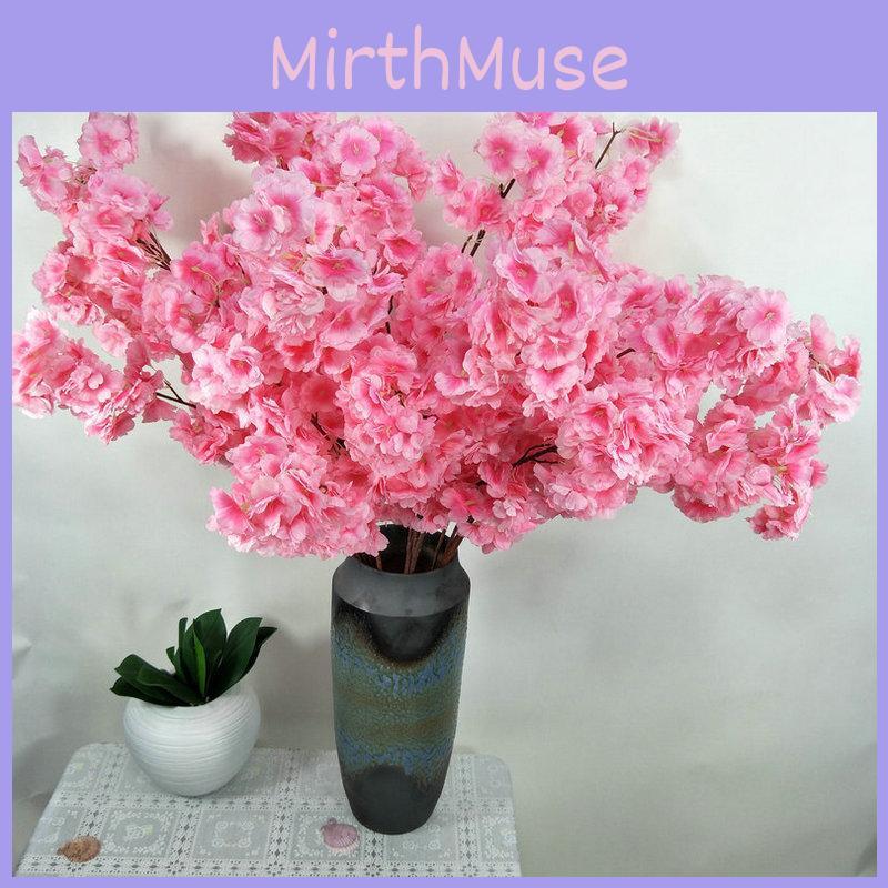 Lifelike Artificial Cherry Blossom Stems Floral Arrangement Event Decor Photography Props