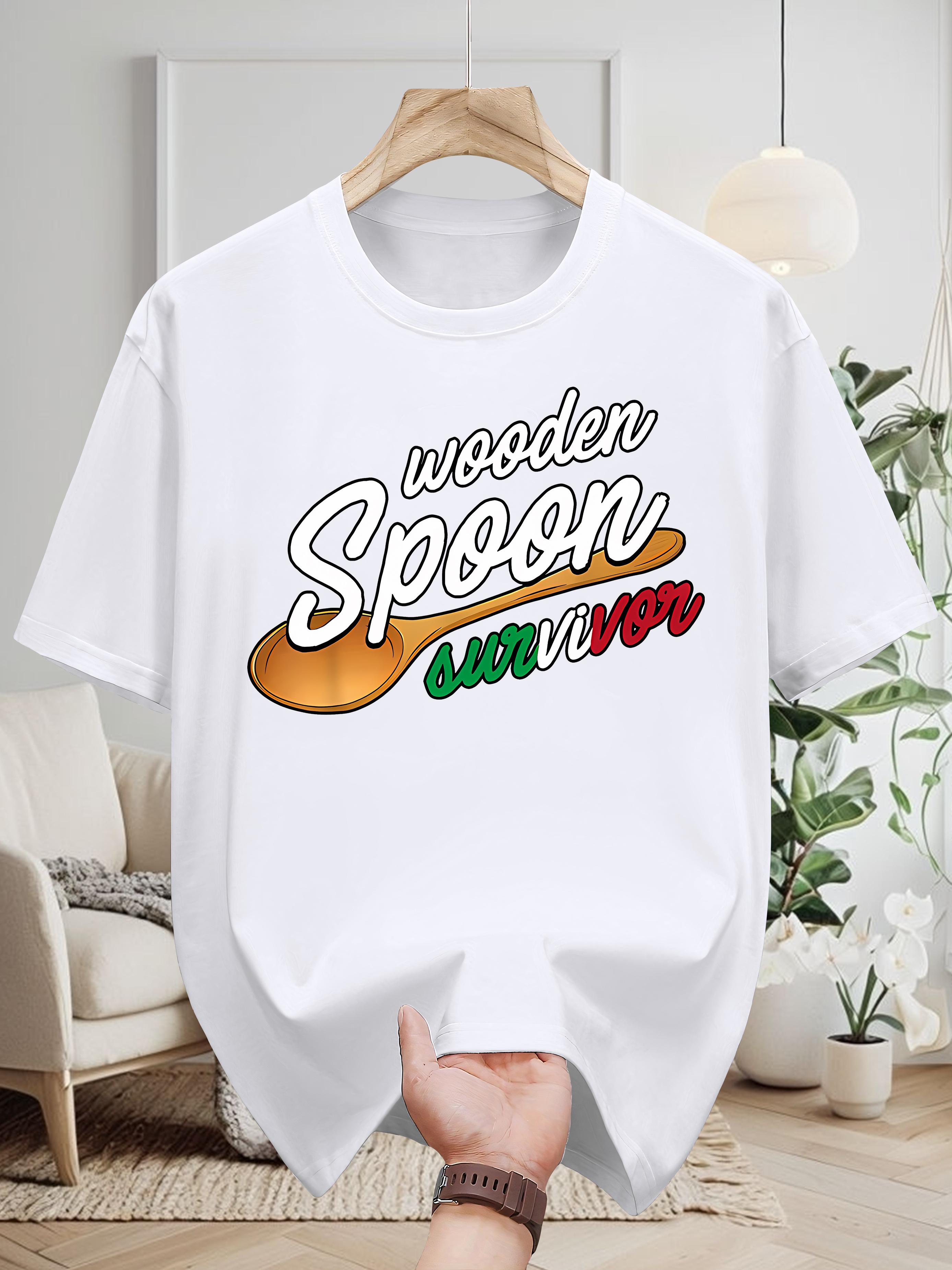[Everyday Comfort]  Wooden Spoon Survivor  Graphic T-shirt - Casual XXXXL