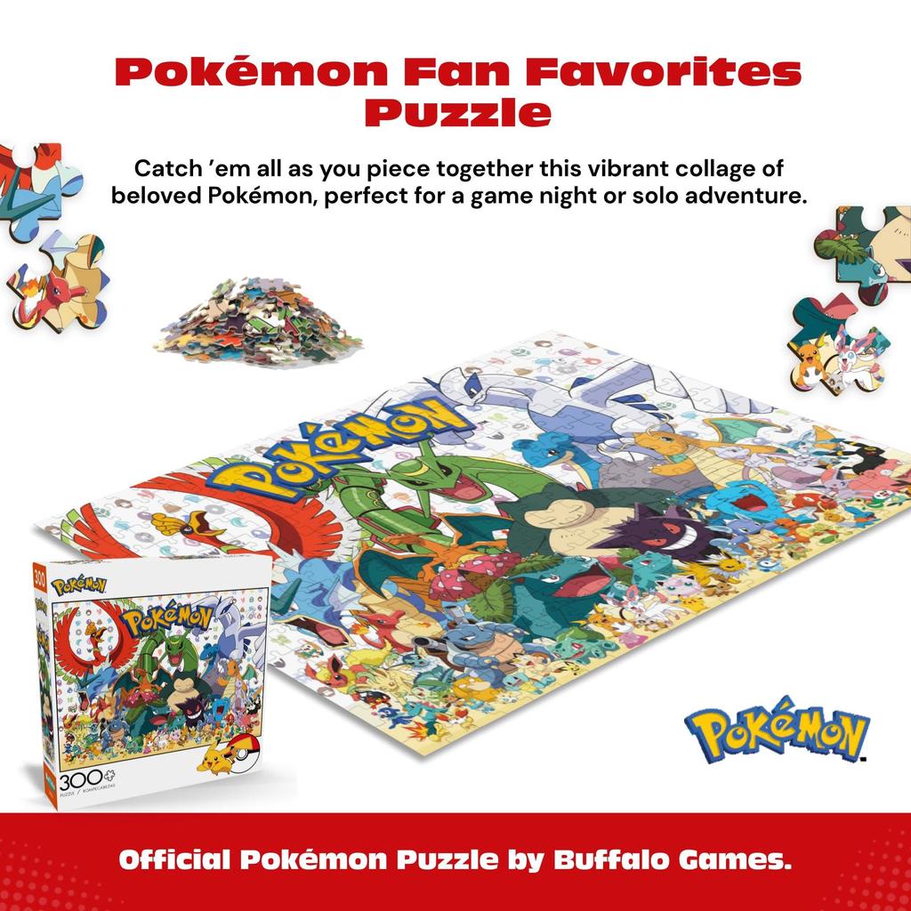 Buffalo Games Pokémon Fan Favorite 300 Large Piece Jigsaw Puzzle, Multicolor, 55cm (height) x 38cm (width)