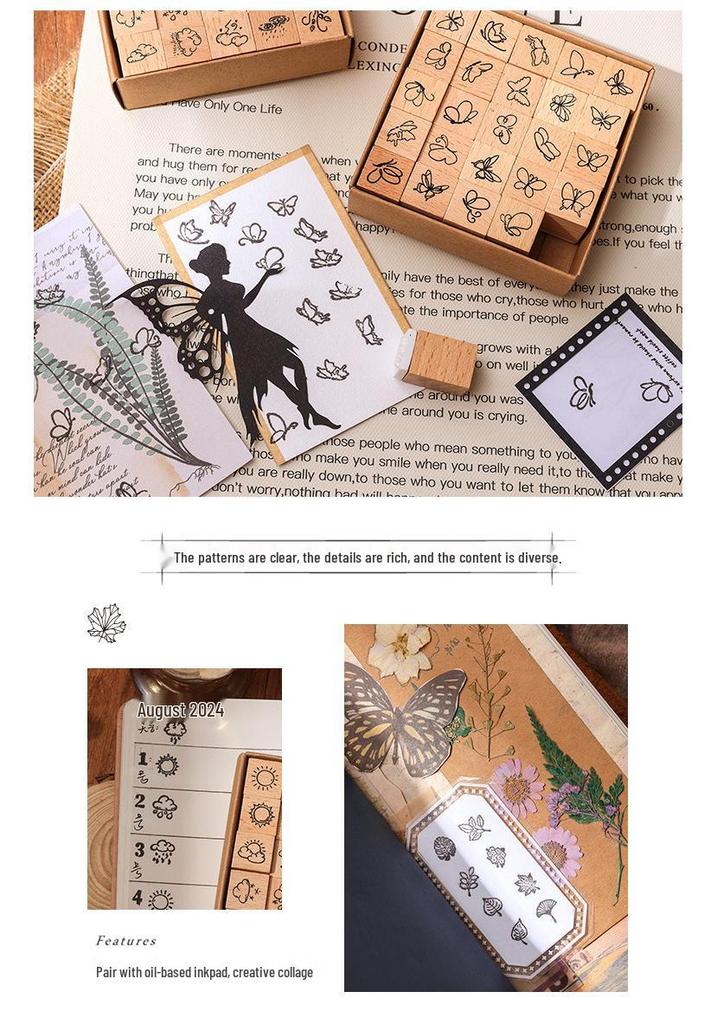Joyful Expressions Weather-Themed Beech Wood Rubber Hand Stamps for Kids