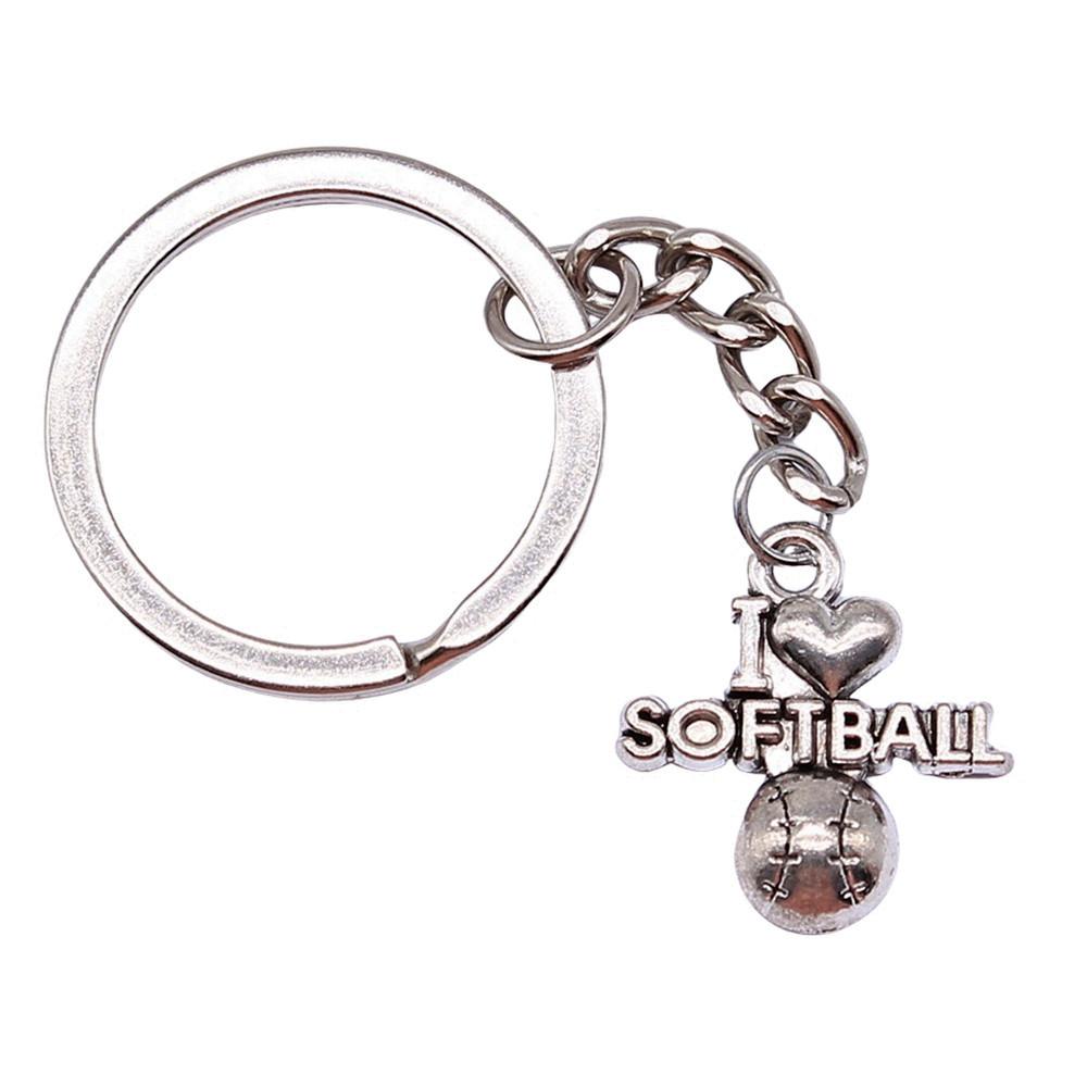 I Love Golf Charm Letter Keychain Heart Pendants Sport Key Ring 28mm