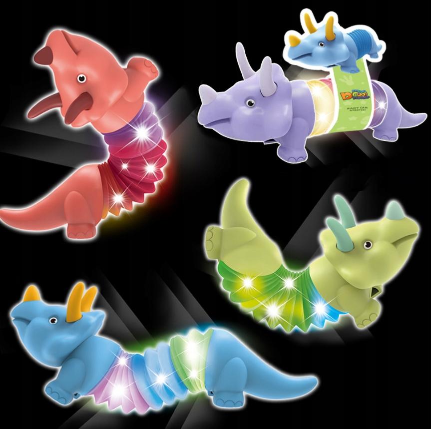 Sensory Caterpillar Anti-Stress Pop Tube LED Triceratops Dino Luminous