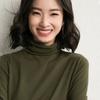 Turtleneck Knit Sweater Women's Fall and Winter Versatile Solid Color Pullover Lady Slim Base Simple Tops