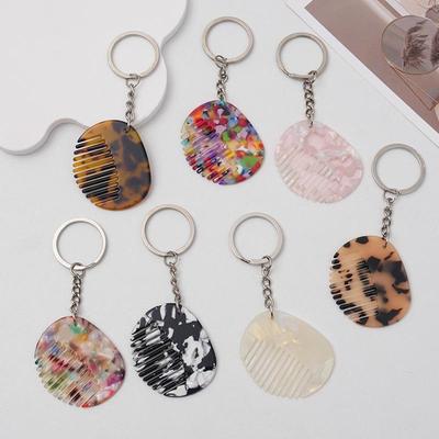 Mini Portable Acetate Comb Keychain Antistatic Hair Brush Cute Gift Idea for Women and Girls