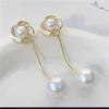 Elegant Rhinestone Flower Pearl Tassel Earrings for Women - Convertible Wear