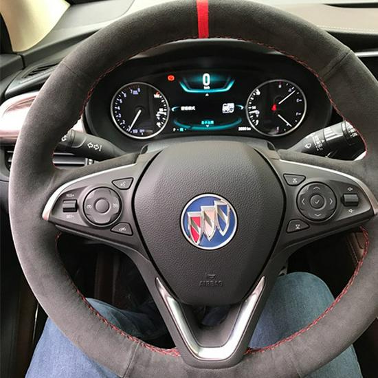 Suede Hand-Sewn Steering Wheel Cover for Buick: Envision, Excelle, Regal, LaCrosse, Encore.