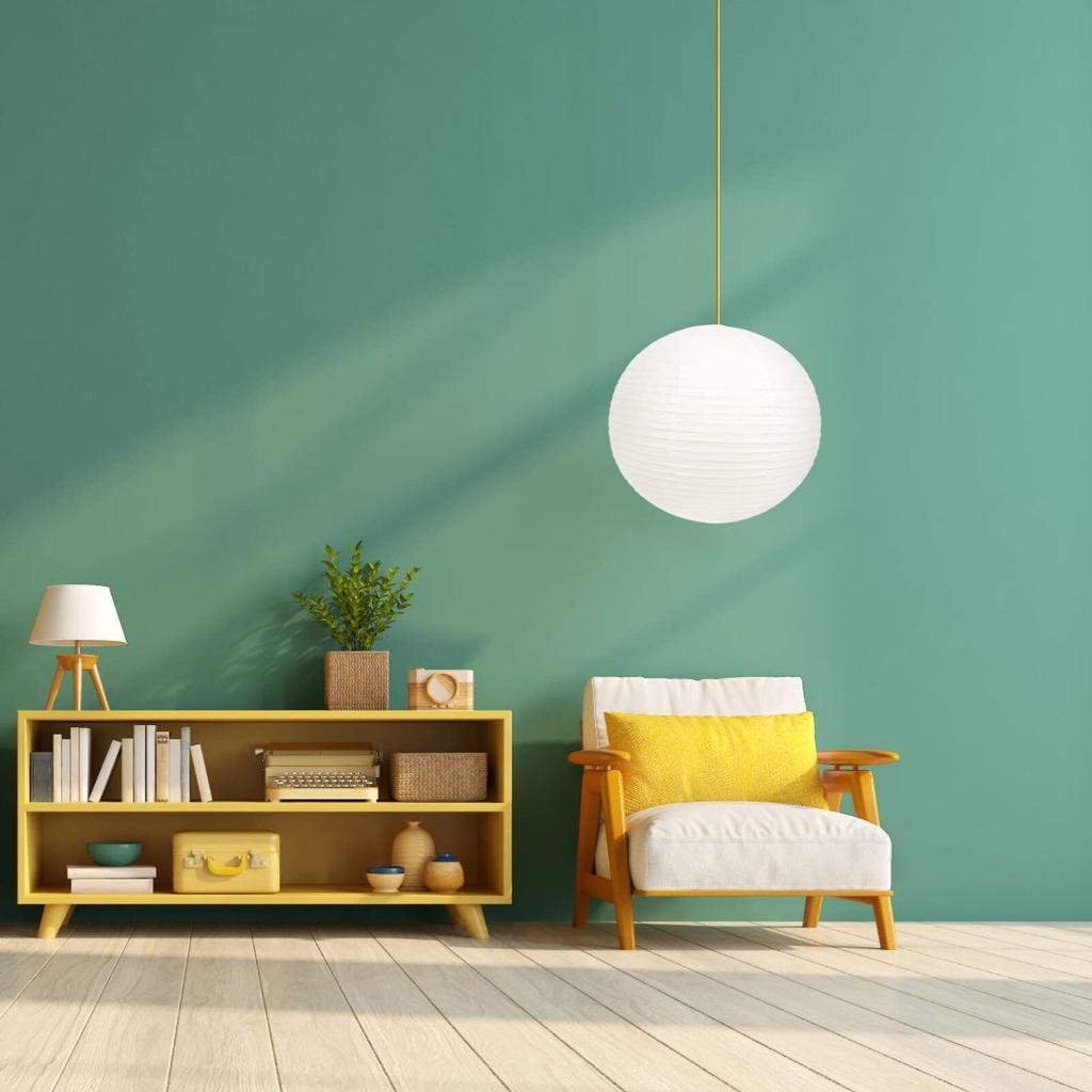 DOITOOL 40cm Washi Paper Lampshade Pendants, 6-Pack, Round Paper Chandelier Lampshades, Japanese Style Light Covers, Replacement Lampshades for DIY