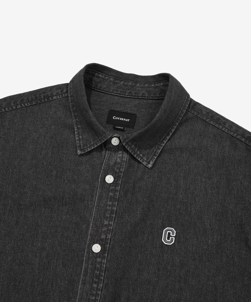 COVERNAT C Logo Denim Half Shirt Black
