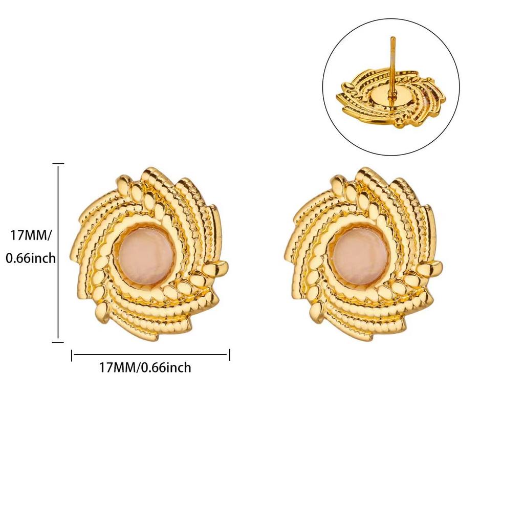 Titanium Steel Oil Dripping Color Round Stud Earrings, Earrings, Light Luxury High-end Tiger's Eye Stone Fashion Earrings, Jewelry