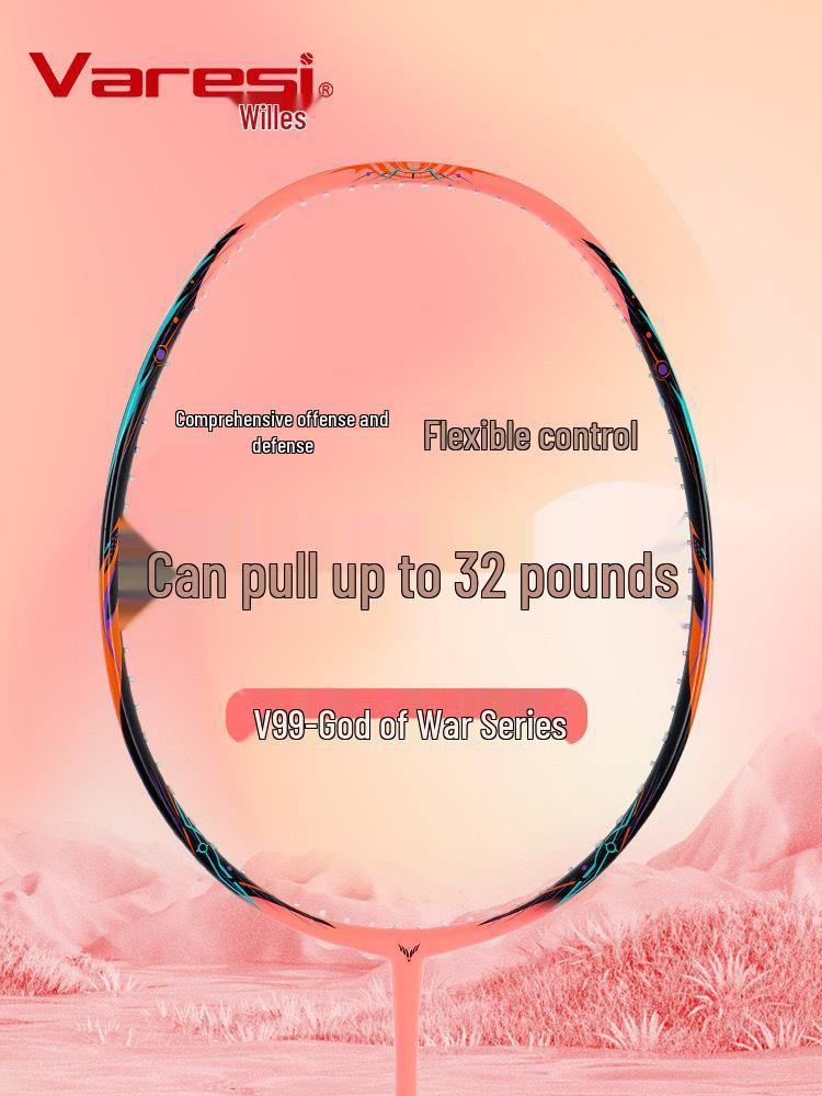 Willex Professional Carbon Badminton Racket: Durable, High Elasticity, Offensive Type for Men & Women in Competitive Play. Warrior Series