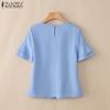 ZANZEA Women Casual Round Neck Solid Color Short Sleeve Blouse