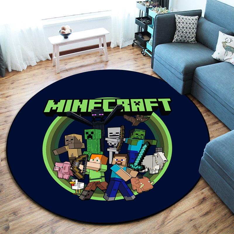 Sandbox Electronic Xbox Games Minecraft Circular Carpet Household Goods Decoration Anti Slip Home Table and Chair Mat Aisle Door Mat Carpet D12