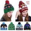 Christmas Lighted Knit Cap Flange Ball Knit Cap LED Colorful Cap Adult Child Hat Letter Pattern