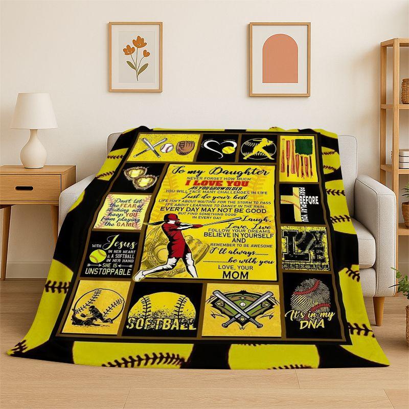 Gift Thanks To My Daughter Letter Present Flannel Blanket Soft Throw Blanket for Bedroom Living Room Bed Travel Picnic Nap Cover