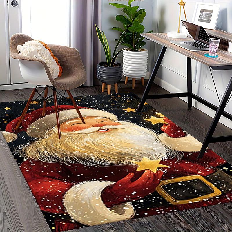 Christmas Santa Claus Chair Mat - Anime Cartoon Design, Non-Slip Carpet for Office, Home Decor, Living Room, Bedroom, Gaming Room & Dormitory.R077
