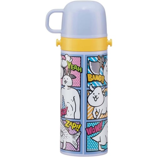 Skater Children's Stainless Steel Water Bottle 2-Way Direct Drinking 470ml Cup Drinking 430ml Cat Great War 23 Child-friendly Lightweight Type Boys Th