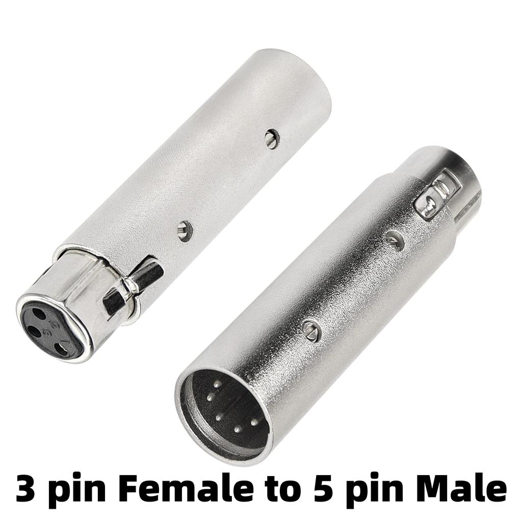 3 Pin XLR To 5 Pin DMX Female Metal Cased Converter Audio Adapter for Stage Light Cable Convertor Microphone audio Connector