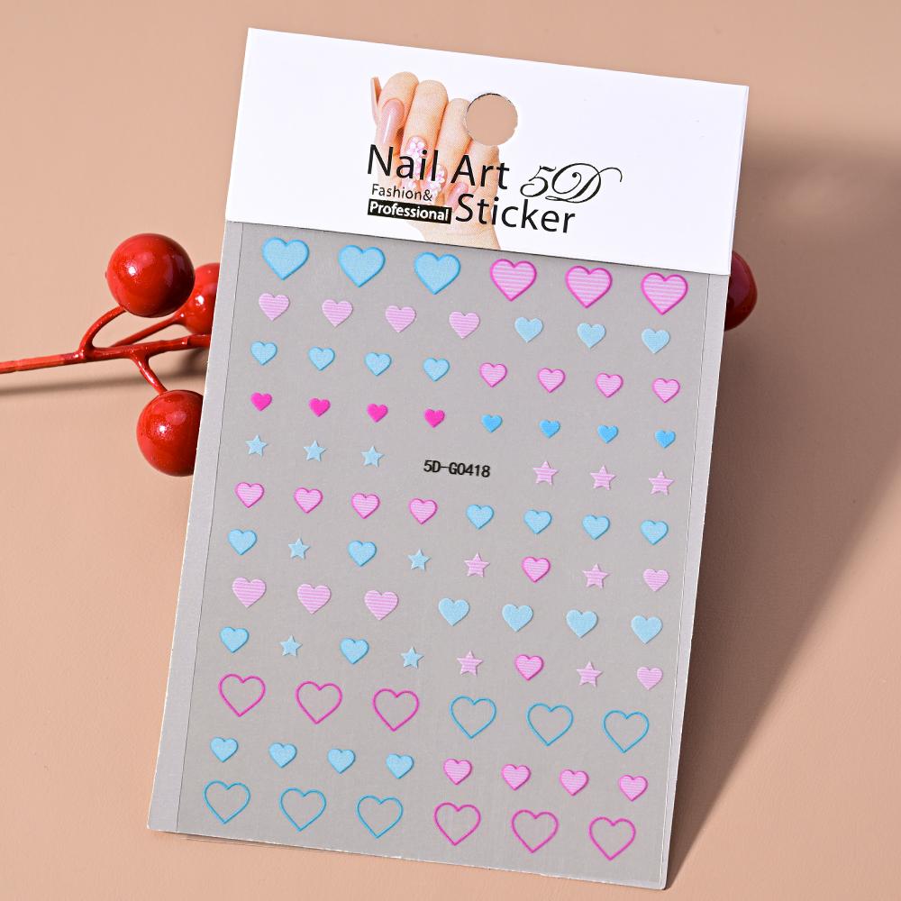 5D Embossed Sexy Red/Pink Lips Nail Stickers Self-Adhesive Blooming Red Lips Nail Decal Romantic Luxy Lady Lips Manicure Slider
