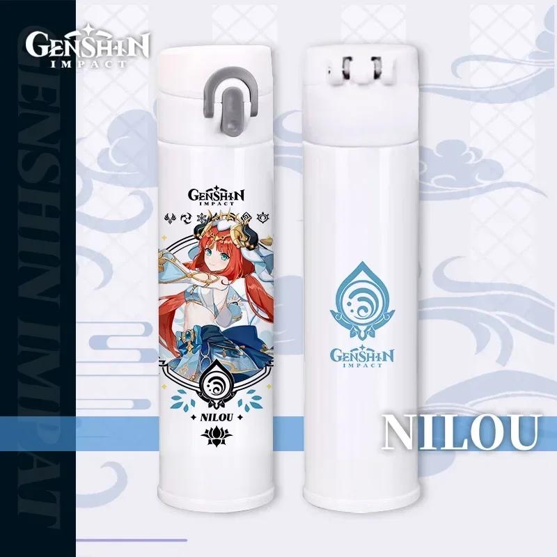 Genshin Thermos Cup Bottles Zhongli Beelzebul Genshin Impact Insulated Bottles Anime Coffee Water Cup Mug Vacuum Thermos Flask