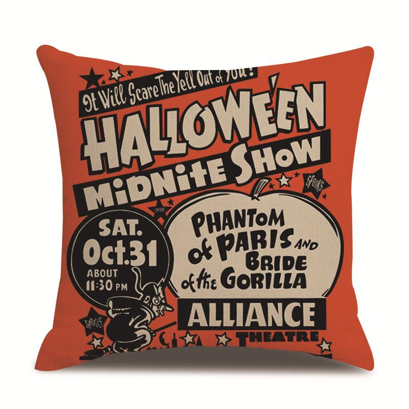 Halloween Linen Pillow Cover Printed Pillow Cover