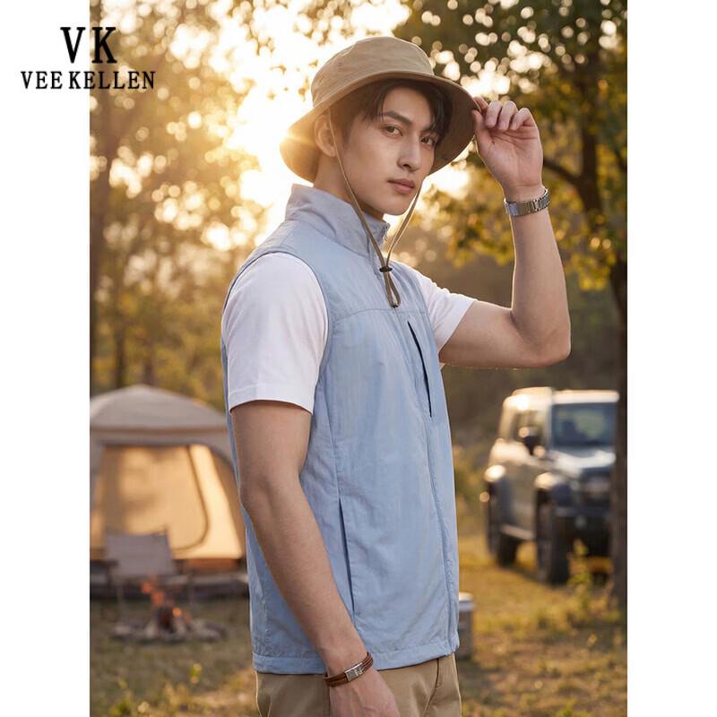 VEE KELLEN Men s Stand-Collar Summer Vest 4XL (180-190 lbs)