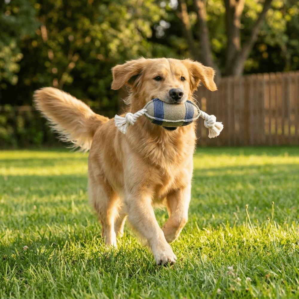 Rugby Shaped Dog Chew Toy Interactive Dog Teething Toys Pet Knot Toy Dental Health Care