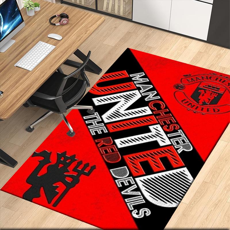 Manchester United Printed Carpet, for Office Chair Living Room Bedroom Kitchen Room Decor Gifts.