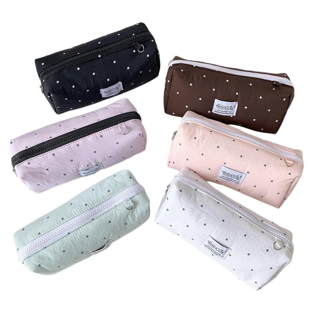Large Capacity Y2k Dots Pencil Case Desktop Storage Cloth Stationery Bag  Office