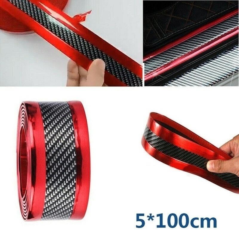 1Pcs Car Styling Door Sill Protector Carbon Fiber Moulding Strip Trim Front Bumper