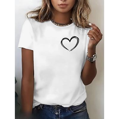 Taglie Europee Elegante Artistico Stampato Modello Abbigliamento Donna T-Shirt a Maniche Corte