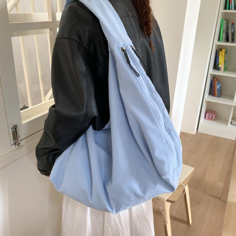 Corduroy Large Capacity Female Handbags for Women Fall Winter New Flannel Tote Shoulder Bag Simple Solid Color Underarm Bags