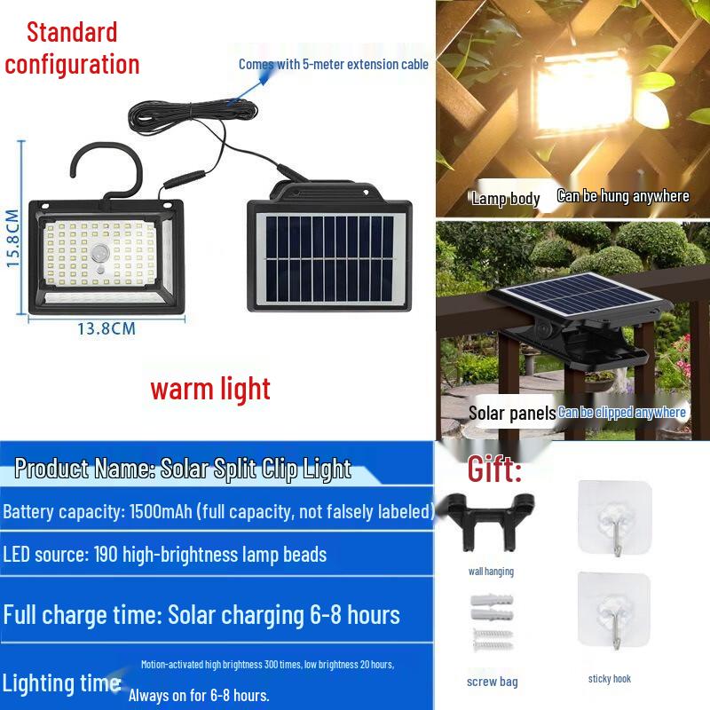 NuFeng Solar Split Sensor Clip-on Wall Light