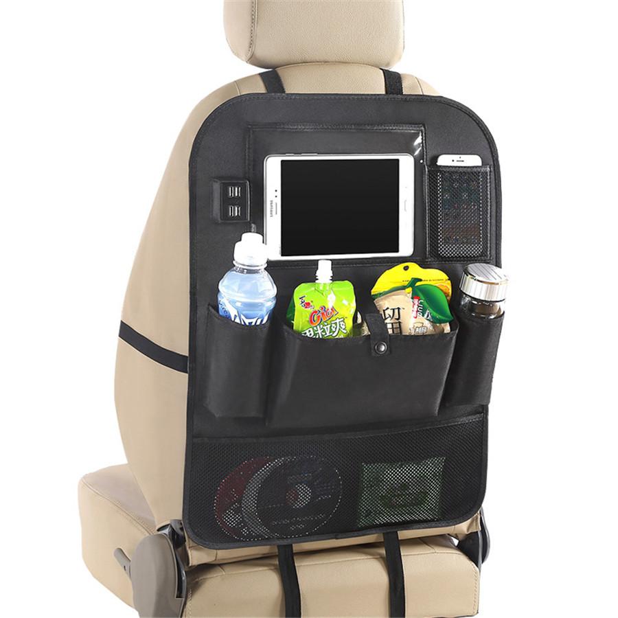 Car Seat Bag Organizer Storage iPad Phone Holder Multi-Pocket Hanging 4 USB Port