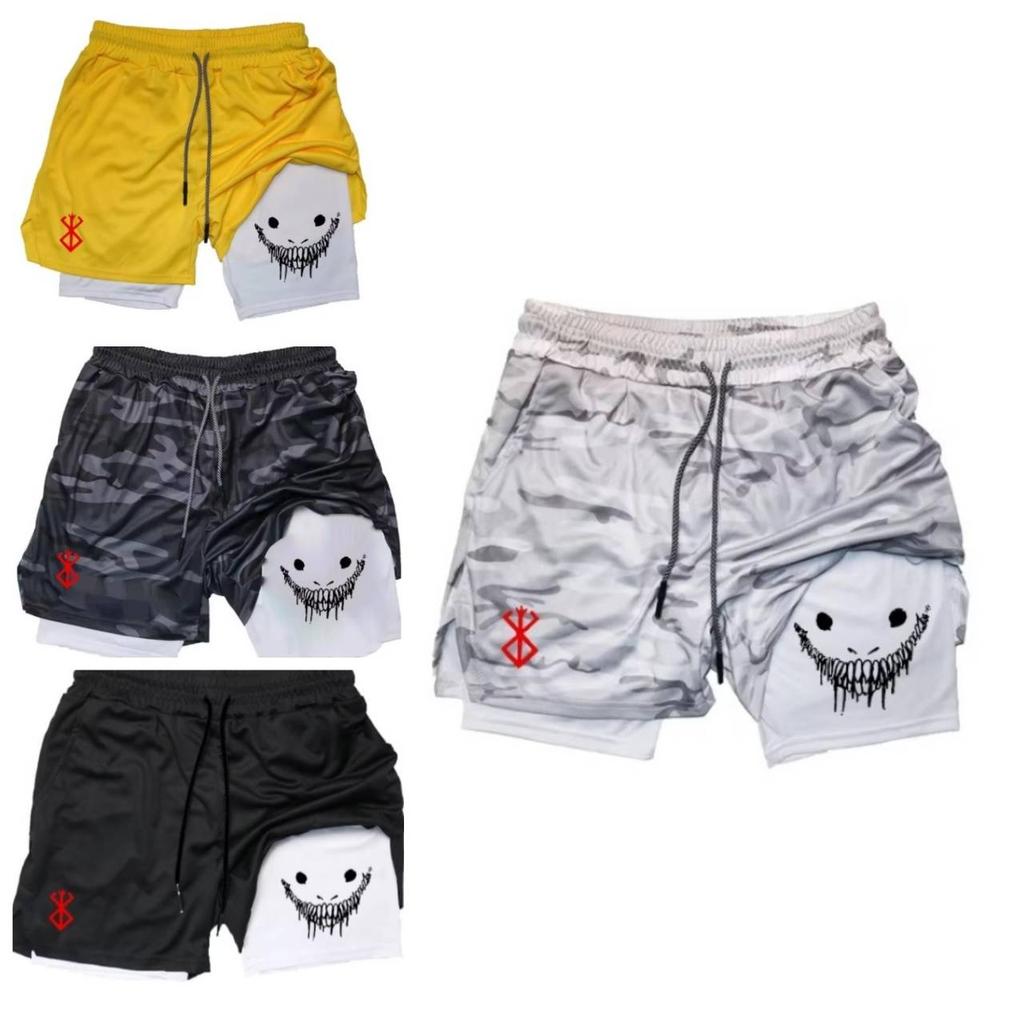 Berserk Muay Thai Kick Boxing UFC MMA Segakunstide Segavõitluskunst Püksid Anime Mehed Naised Unisex Kahekihilised Kiiresti Kuivavad Hingavad Sportlikud Jõusaal Fitness Treening