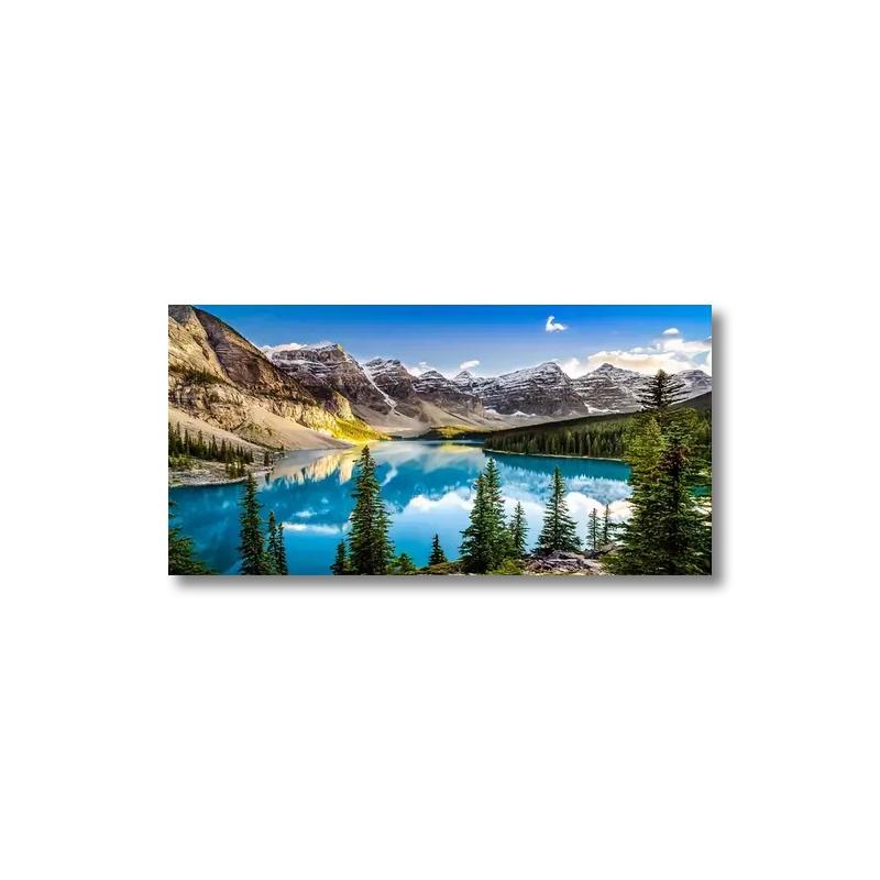 1pc Canvas Poster Modern Art Lake Light Mountain Color Mountain Water Painting Beautiful Scenery Living Room Home Decoration