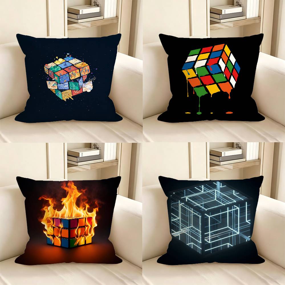 Pc Creative Magic Cube Puzzle Design Pillow Case Fashion Square Pillowcase Bedroom Sofa Room Ins Decoration Leisure
