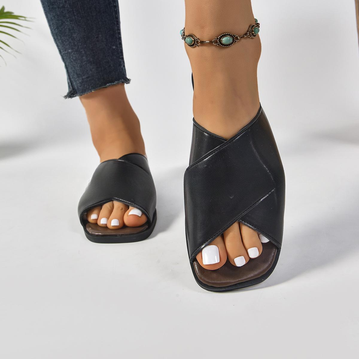 

Тапочки-полушапки с плоским дном и мягким носком для женщин, лето 2025 г. 42 чёрный