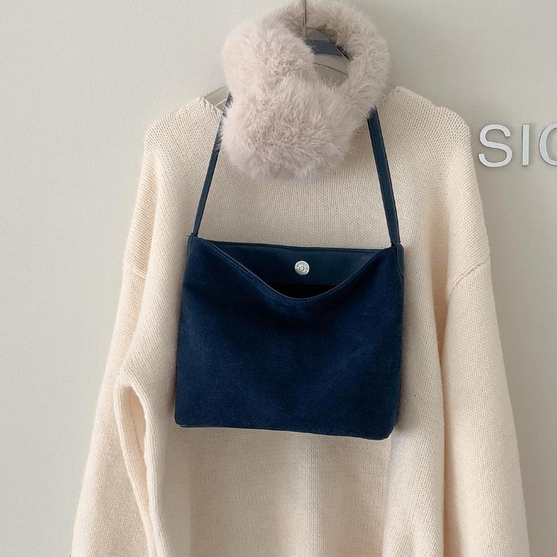 

Замшевая сумка ретро осень и зима новая сумка-ведро женская универсальная сумка-тоут на плечо женская синий