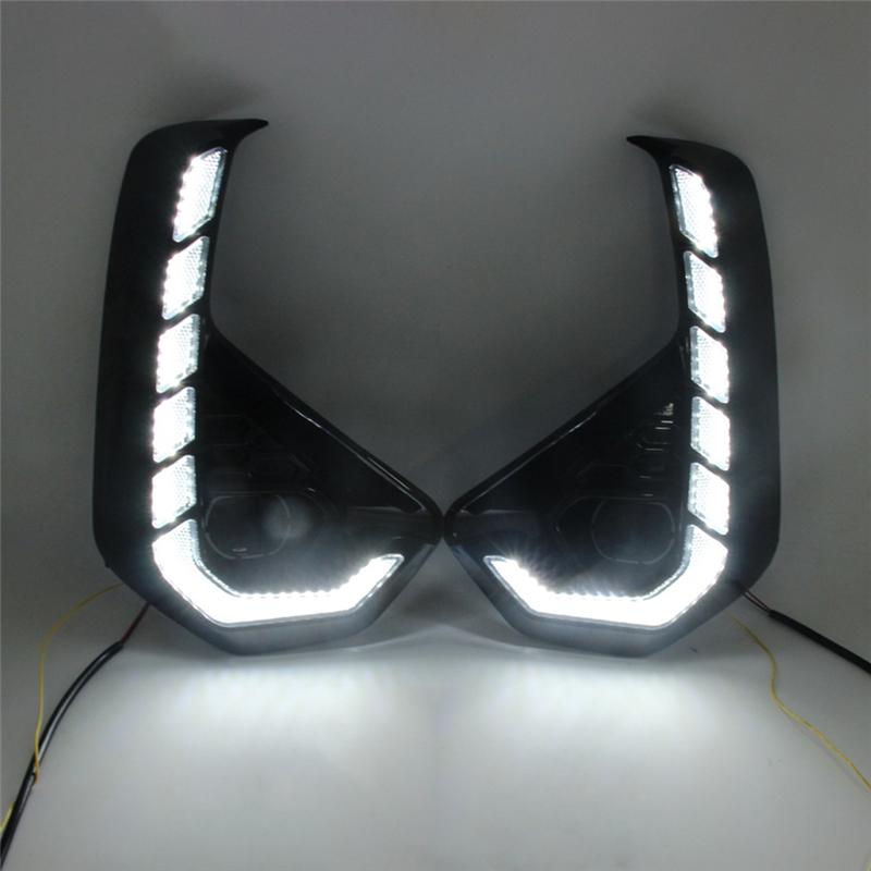 White+ Yellow Light LED DRL Daytime Running Light Turn Signal Fog Lamp For Toyota Hilux Revo 2024 2025