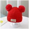 Baby hat autumn and winter fleece thickened knitted hat bear cute super cute baby wool hat men's and women's hat Korea
