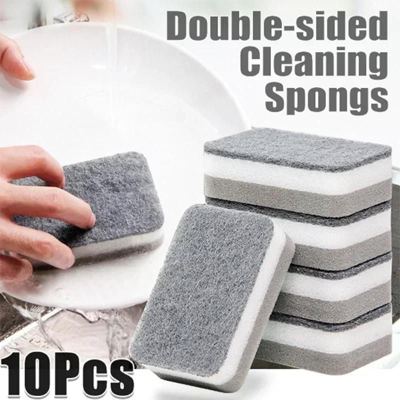 5-50Pcs Double-sided Cleaning Spongs Household Scouring Pad Kitchen Dish Cloth Auto Sponge Wipe Cleaning Towels Accessories