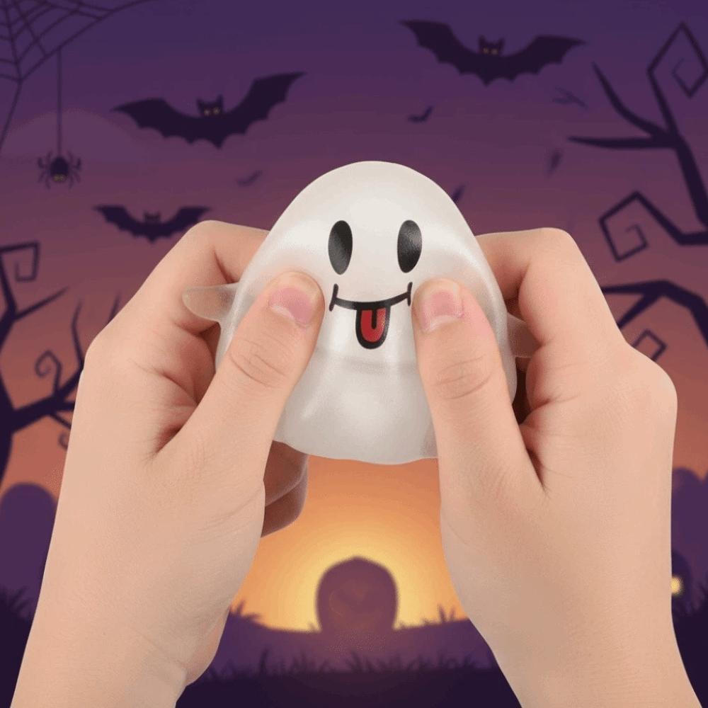 Maltose-filled Halloween Ghost Squeeze Toys Sticky-Free Glitter Slow Rebound Fidget Ball Halloween