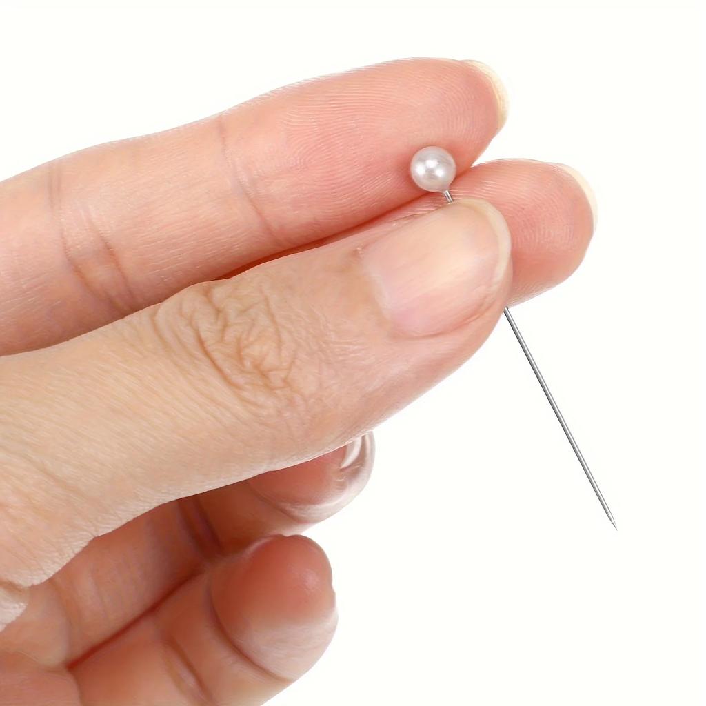 100pcs/box Round Pearl Head Needles 3cm White Dressmaking Pins Stitch DIY Straight Push Sewing Tools Household Positioning JXB