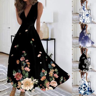 Women's Long Dress Maxi Dress Casual Dress Swing Dress A Line Dress Floral Fashion Streetwear Outdoor Daily Date Print Sleeveless V Neck Dress