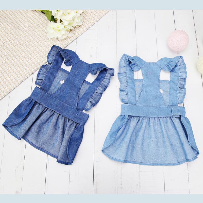 Cute Denim Dog Dress for Small Dogs And Cats Summer Outfit for Female Puppies Chihuahua Yorkie Shih Tzu Puppy Clothes